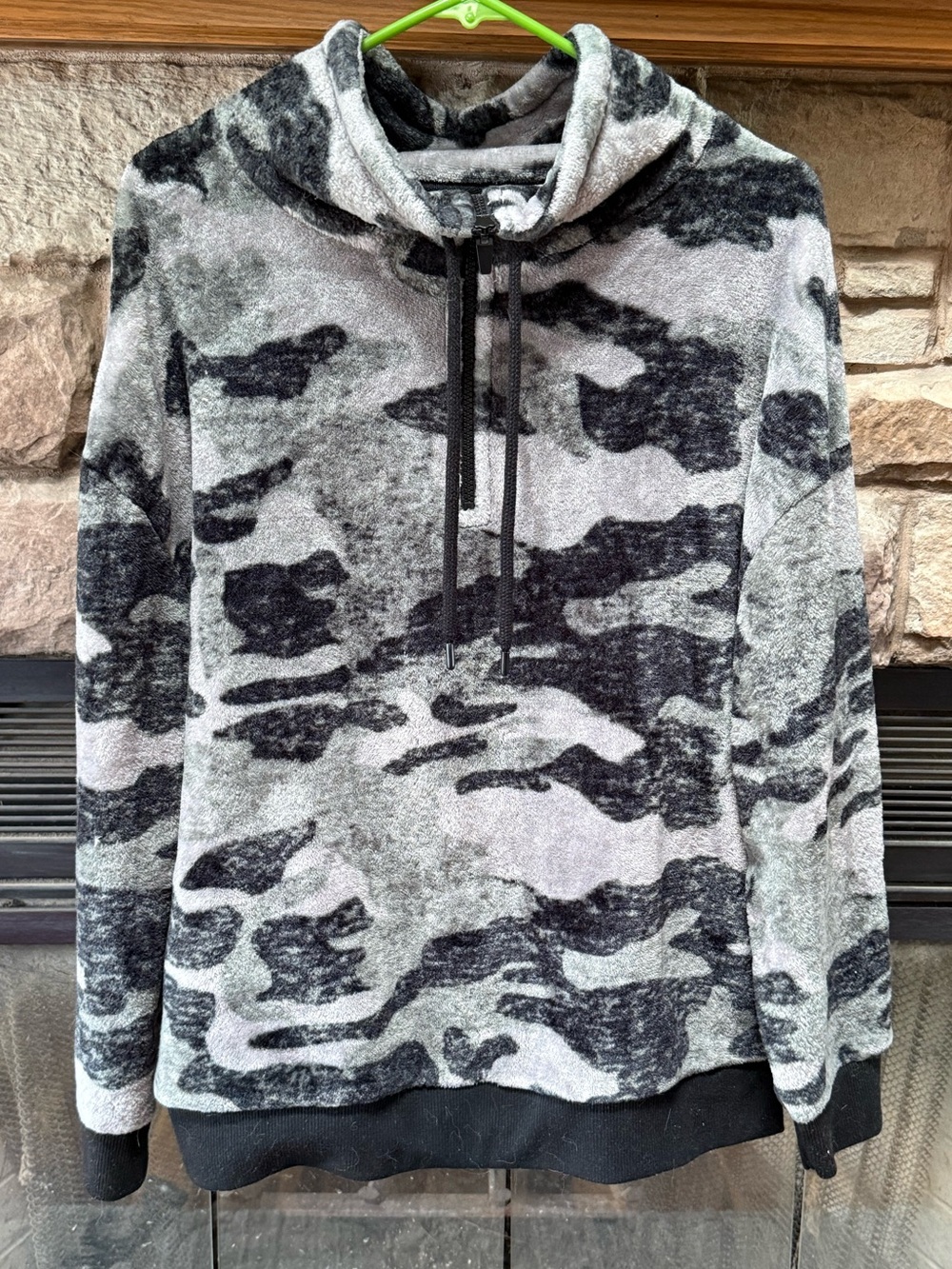Gray Black Camo Quarter-Zip Sweater